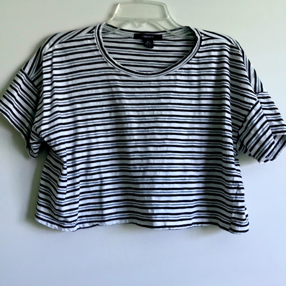 Black & White striped crop top